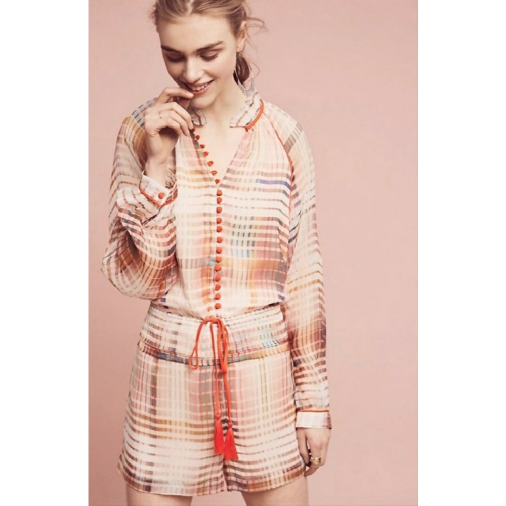 Anthropologie Adelyn Rae grid Graphic Romper XS